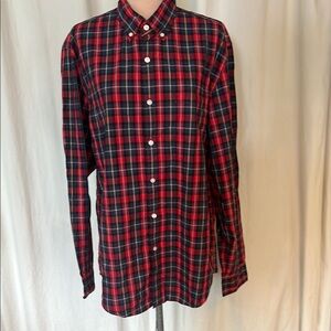 J. Crew Red and Black Casual Button Down Shirt L